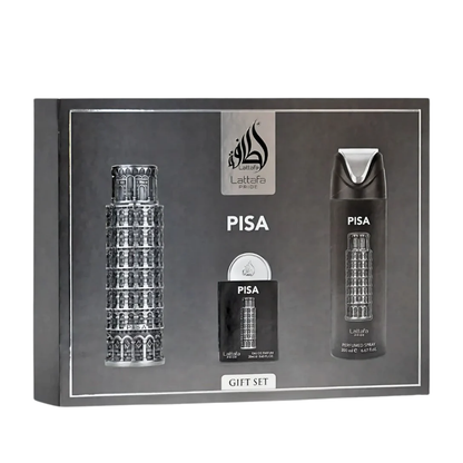 Lattafa Set Pisa 4 Pcs 3.4 Oz Edp + 20Ml Edp + 200Ml Perfumed Spray Men