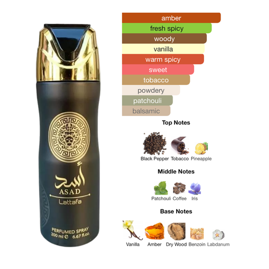 Lattafa Body Spray Asad 6.3 Oz Men