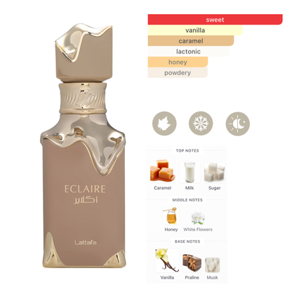 Lattafa Set Eclaire 2 Pcs 3.4 Oz Edp + 200Ml Perfumed Spray Women