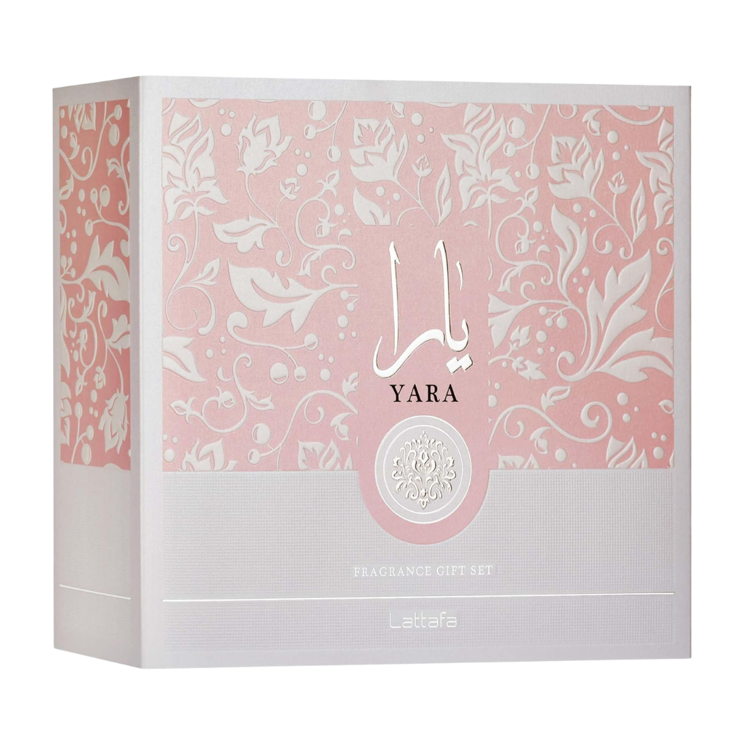 Lattafa Set Yara  3 Pcs 3.4 Oz Edp + 12Ml Travel Spray + 50Ml Hairmist Women