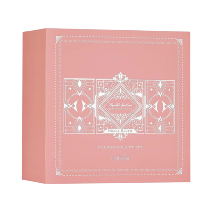 Lattafa Set Badee Al Oud Noble Blush  3 Pcs 3.4 Oz Edp + 12Ml Travel Spray + 50Ml Hairmist Women