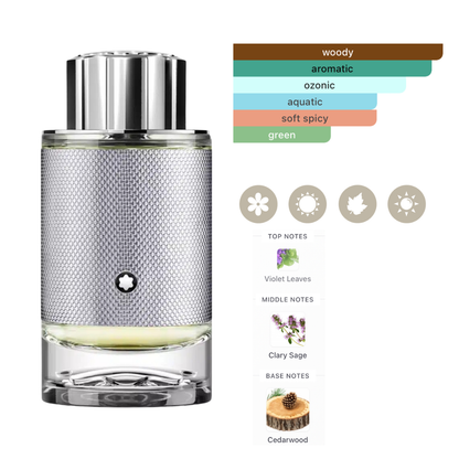 Mont Blanc Set Explorer Platinum 4Pc 3.3 Oz Edp ,3.3 Oz Shower Gel, 2 X 0.25 Oz Edp Men