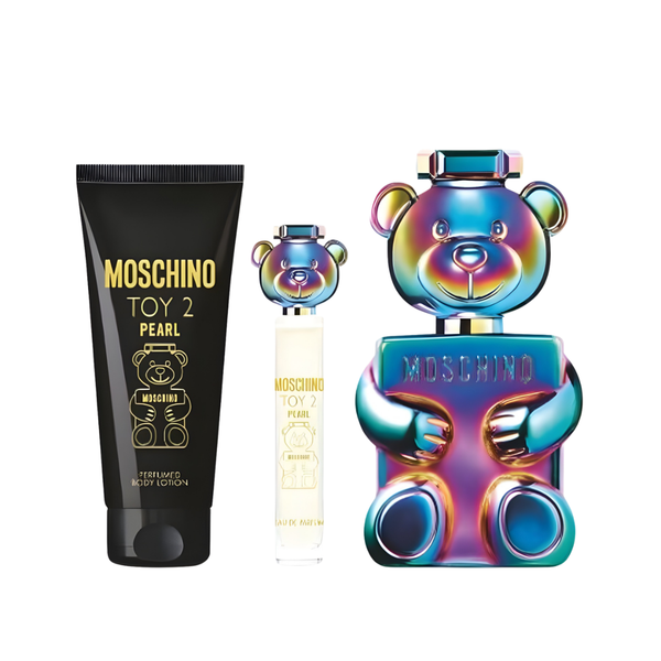 Moschino Set: Toy 2 Pearl 3.4 Edp + Mini 0.34 Oz + Body Lotion 3.4 Oz Unisex