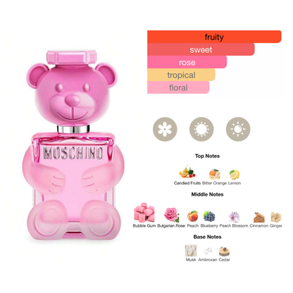 Moschino Set Toy 2 Bubble Gum ( 4 Pc )3.4 Oz Edt / 0.34 Oz Edt / 3.4 Oz Body Lotion /3.4 Oz Shower Gel Women