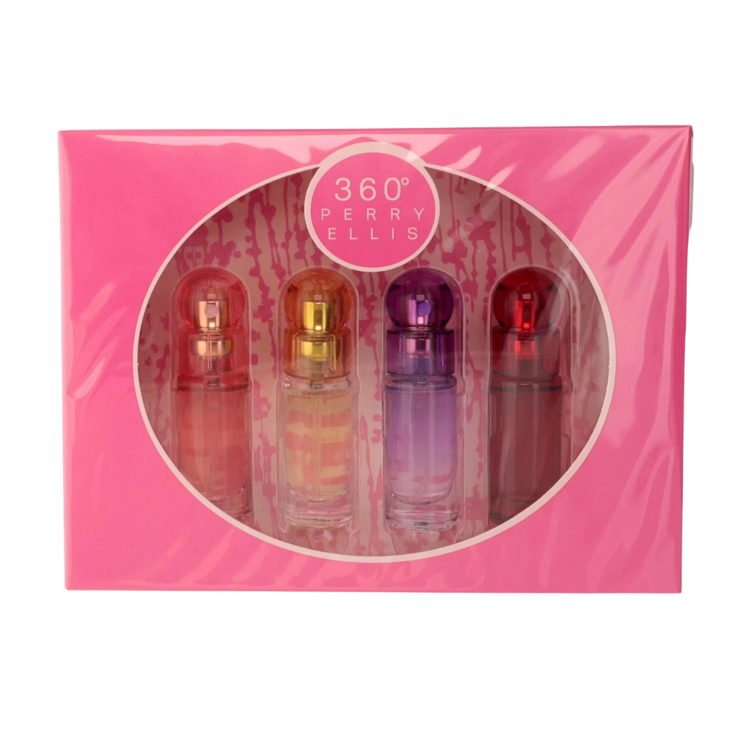 Perry Ellis Set 360 Perry Ellis Mini  ( 4 Pc )X0.25 Oz ,360W / 360 Purple /360 Red / 360 Coral EDP Women