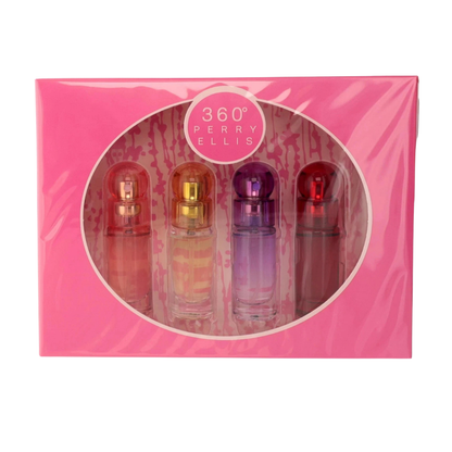 Perry Ellis Set 360 Perry Ellis Mini  ( 4 Pc )X0.25 Oz ,360W / 360 Purple /360 Red / 360 Coral EDP Women