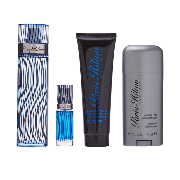 Paris Hilton Set Paris Hilton 4Pc 3.4 Oz Edt ,3.0 Oz Wash, 2.75 Oz Alcohol Free Deo Stick, 0.25 Oz Edt Men