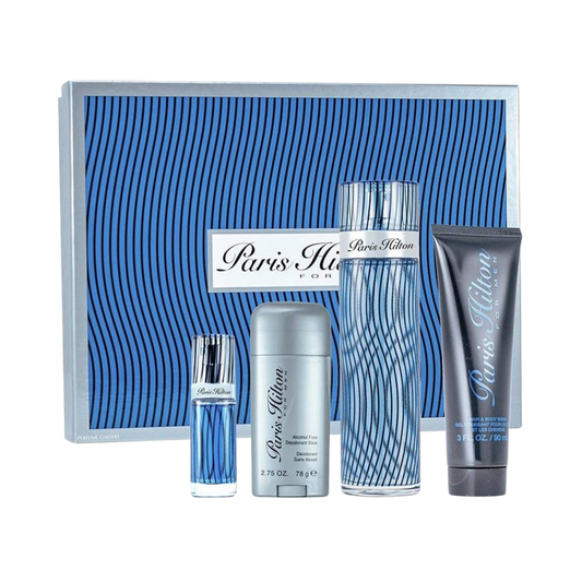 Paris Hilton Set Paris Hilton 4Pc 3.4 Oz Edt ,3.0 Oz Wash, 2.75 Oz Alcohol Free Deo Stick, 0.25 Oz Edt Men