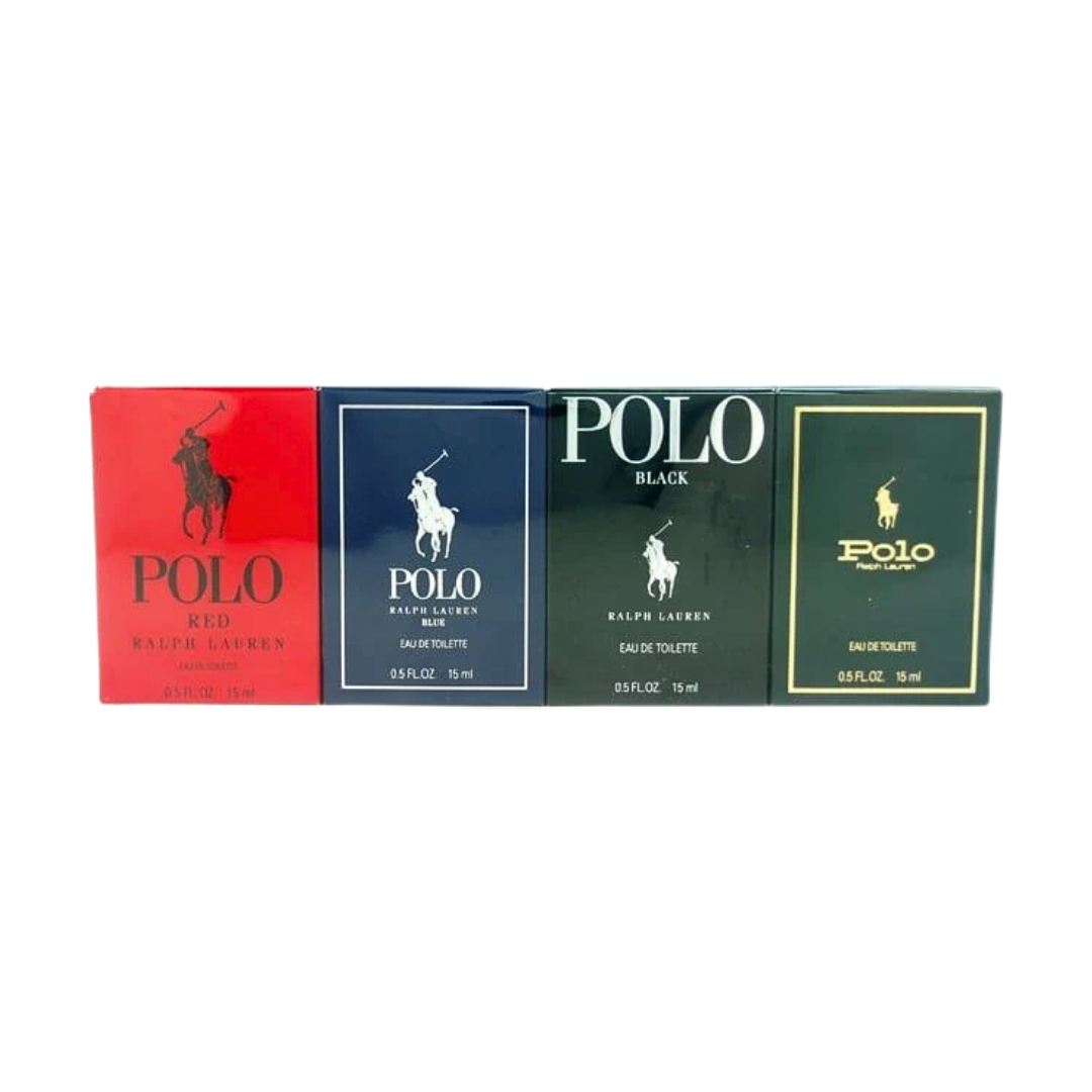 Ralph Lauren Set Mini EDT Men: Polo 0.17 Oz + Polo Red 0.17 Oz + Polo Blue 0.17 Oz + Polo Black 0.17 Oz