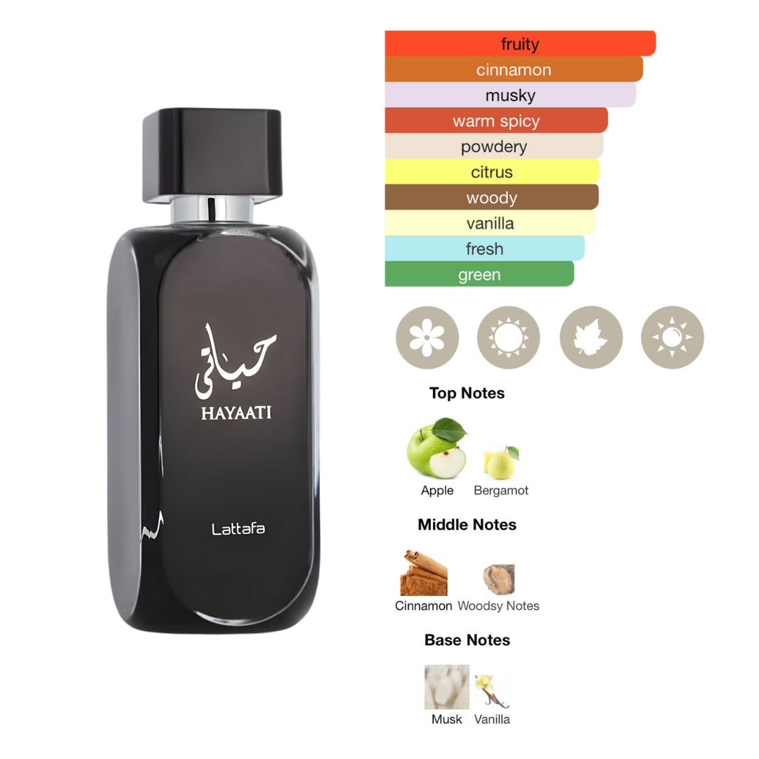 Lattafa Set: Hayaati 3.4 Oz Edp + Perfume Spray 6.7 Oz Men