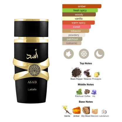 Lattafa Asad 5Th Anniversary 2 Pcs Asad And Asad Zanzibar 3.4 Oz EDP Men