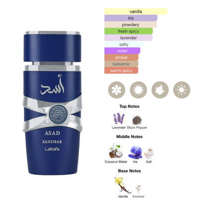 Lattafa Asad 5Th Anniversary 2 Pcs Asad And Asad Zanzibar 3.4 Oz EDP Men