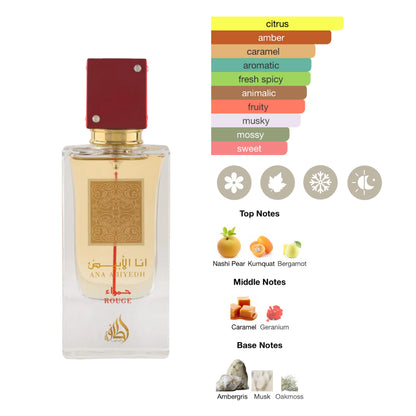 Lattafa Set Ana Abiyedh Rouge 3 Pcs 3.4 Oz Edp + 6.7 Oz Deo + 1.7 Oz Hairmist Unisex
