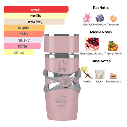Lattafa Yara Pure Concentrated Perfume Oil 0.67 Oz Women