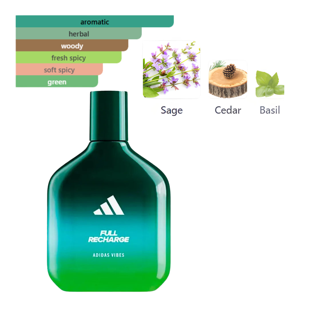 Adidas Vibes Full Recharge  3.4 Oz Edp Unisex