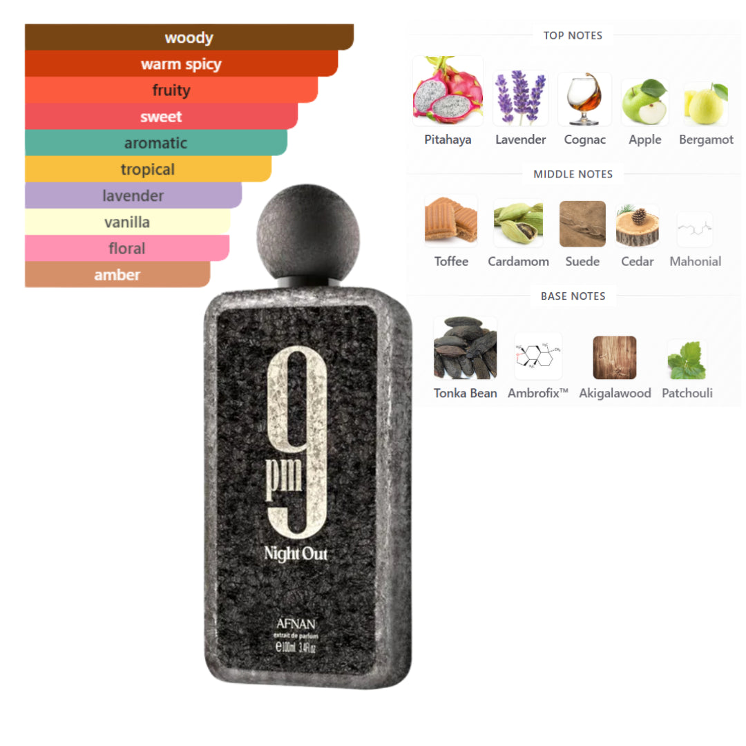 Afnan 9 Pm Night Out Extrait de Parfum 3.4 Oz Unisex