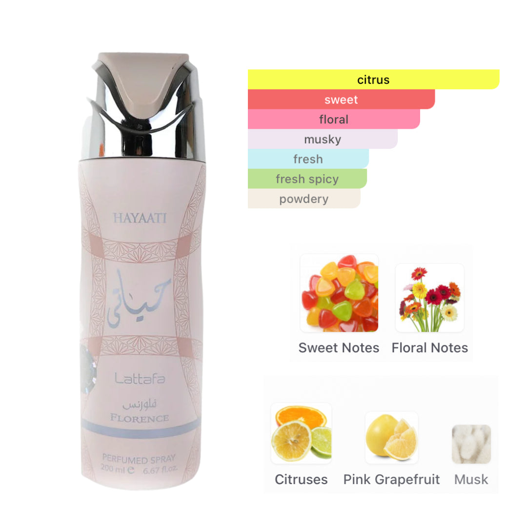 Lattafa Body Spray Hayaati Florence 6.3 Oz Women