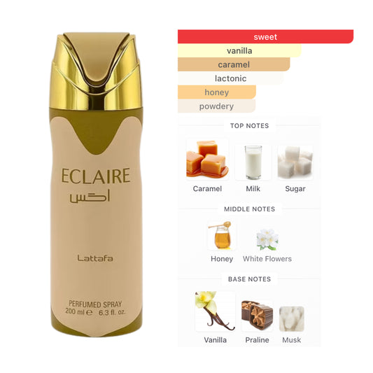 Lattafa Body Spray Eclaire 6.3 Oz Women