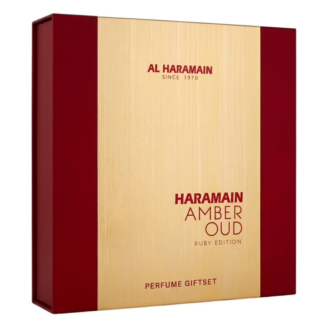 Al Haramain Set Amber Oud Ruby 3 Pc Set 2.5 Oz Edp 1.0 Oz Edp 6.6 Oz Body Sp Unisex