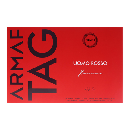 Armaf Set Tag Uomo Rosso Edp 3.4 Oz + Body Lotion 3.4 Oz + Deo 1.7 Oz + Shampoo 8.4 Oz Men