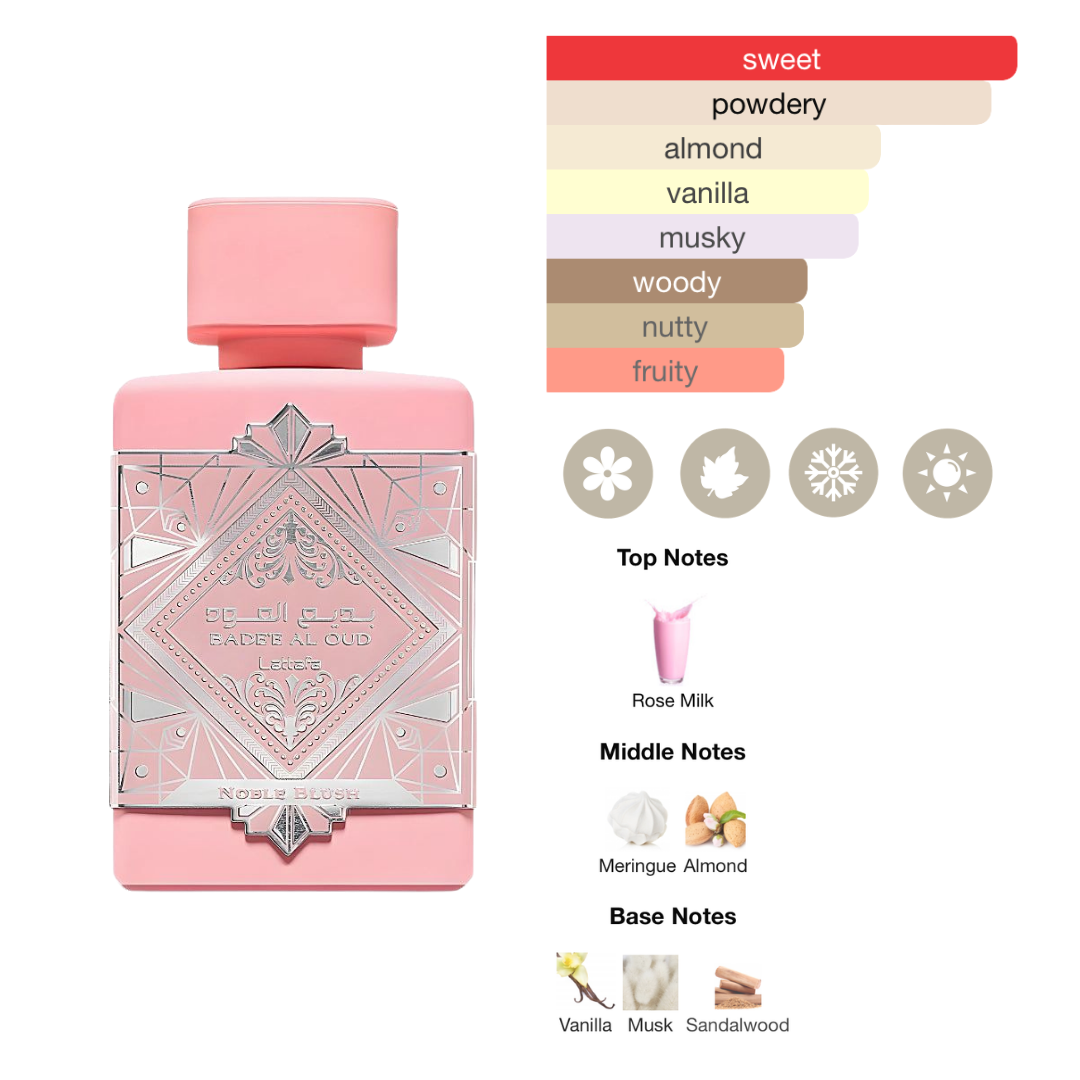 Lattafa Set Badee Al Oud Noble Blush 2 Pcs Gift Set With 3.4 Oz Edp + 6.7 Oz Women