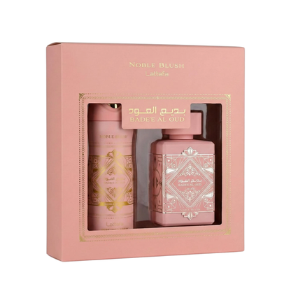 Lattafa Set Badee Al Oud Noble Blush 2 Pcs Gift Set With 3.4 Oz Edp + 6.7 Oz Women