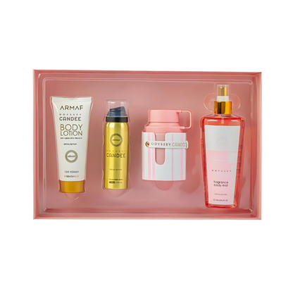 Armaf Set Odyssey Candee 3.4 Oz Edp + Body Lotion 3.4 Oz + Deo 1.7 Oz + Body Mist 8.4 Oz Women