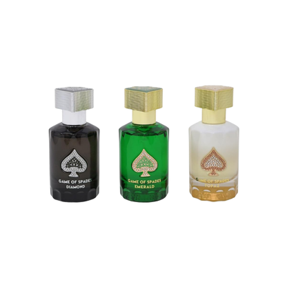 Jo Milano Game Of Spades Topaz 1.0 Oz Edp + 1.0 Oz Emerald  + 1.0 Oz Diamond Unisex