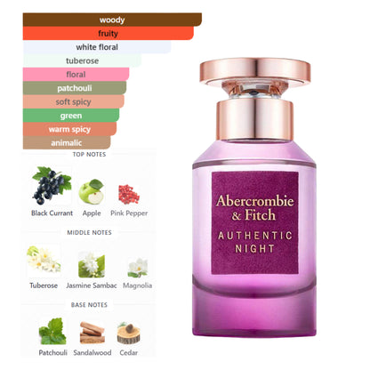 Abercrombie & Fitch Authentic Night 3.4 Oz Edp Women