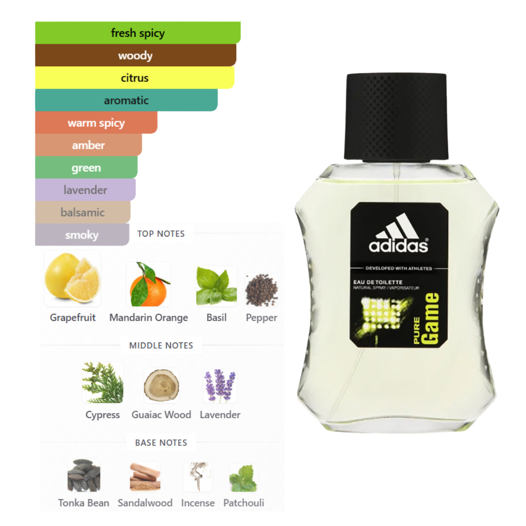 Adidas Pure Game 3.4 Oz EDT for Men