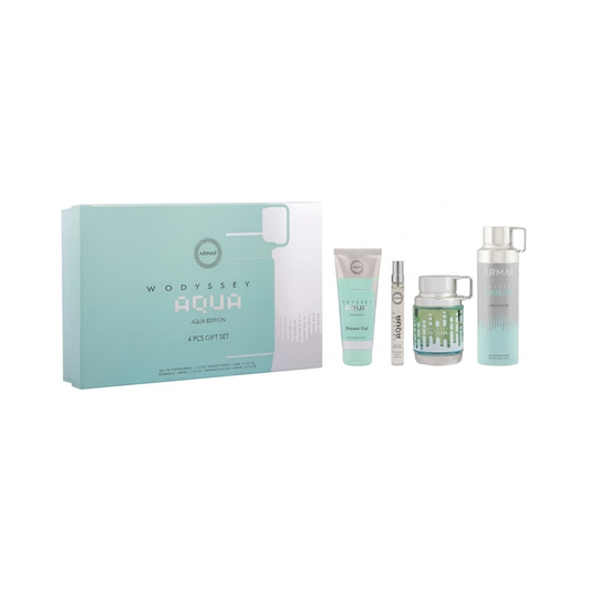 Armaf Set Odyssey Aqua 3.4 Oz Edp + Travel 10ml + Shower Gel 3.4 Oz + Body Spray 6.8 Oz Men