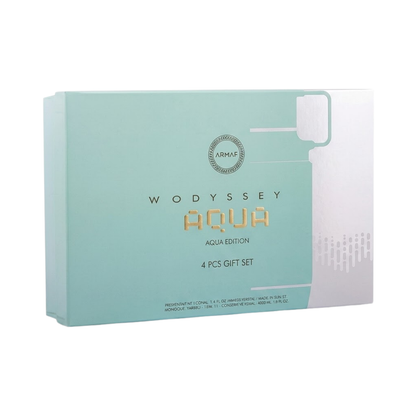Armaf Set Odyssey Aqua 3.4 Oz Edp + Travel 10ml + Shower Gel 3.4 Oz + Body Spray 6.8 Oz Men