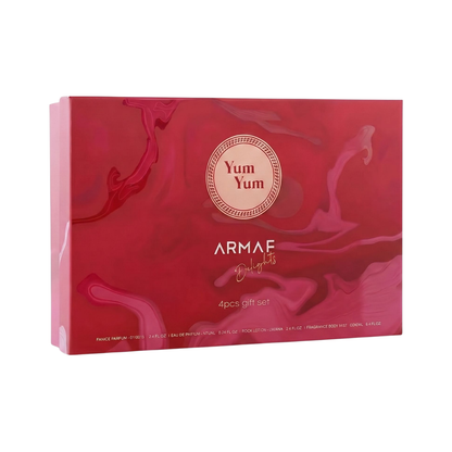 Armaf Set Yum Yum 3.4 Oz Edp + Travel 0.30 Oz + Body Lotion 3.4 Oz + Body Mist 8.4 Oz Women