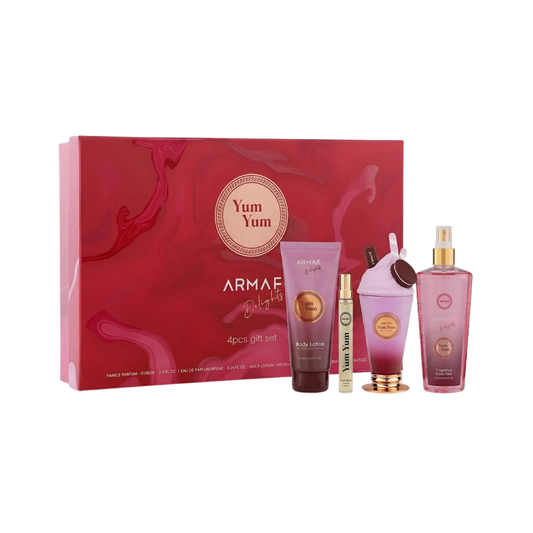 Armaf Set Yum Yum 3.4 Oz Edp + Travel 0.30 Oz + Body Lotion 3.4 Oz + Body Mist 8.4 Oz Women