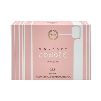 Armaf Set Odyssey Candee 3.4 Oz Edp + Travel 0.30 Oz + Body Lotion 3.4 Oz + Body Mist 8.4 Oz Women