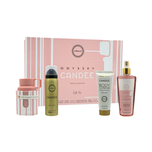 Armaf Set Odyssey Candee 3.4 Oz Edp + Travel 0.30 Oz + Body Lotion 3.4 Oz + Body Mist 8.4 Oz Women