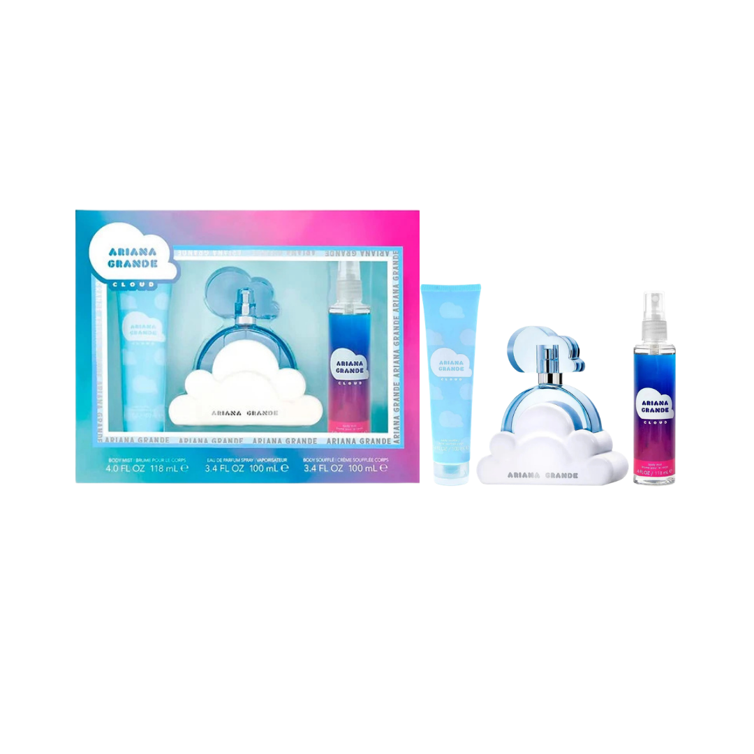 Ariana Grande Set Cloud 3.4 Oz Edp & 3.4 Oz Body Mist & 3.4 Oz Body Souffle Women