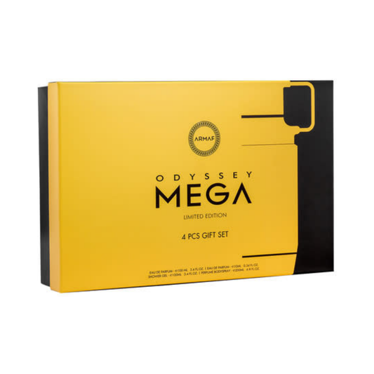 Armaf Set Odyssey Mega 3.4 Oz Edp + Travel 0.30 Oz + Shower Gel 3.4 Oz + Body Spray 6.8 Oz Men
