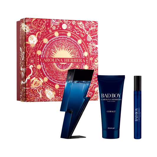 Carolina Herrera Set Bad Boy Cobalt Electrique 3 Pcs 3.4 Oz Edp + 3.4 Oz Shower Gel + 10Ml Edp Men