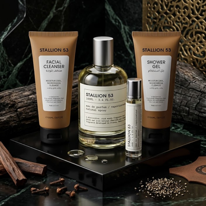 Emper Set Unisex - Stallion 53 3.4 Oz EDP + Stallion 53 1.0 Oz EDP + Shower Gel 3.4 Oz + Facial Cleanser 3.4 Oz