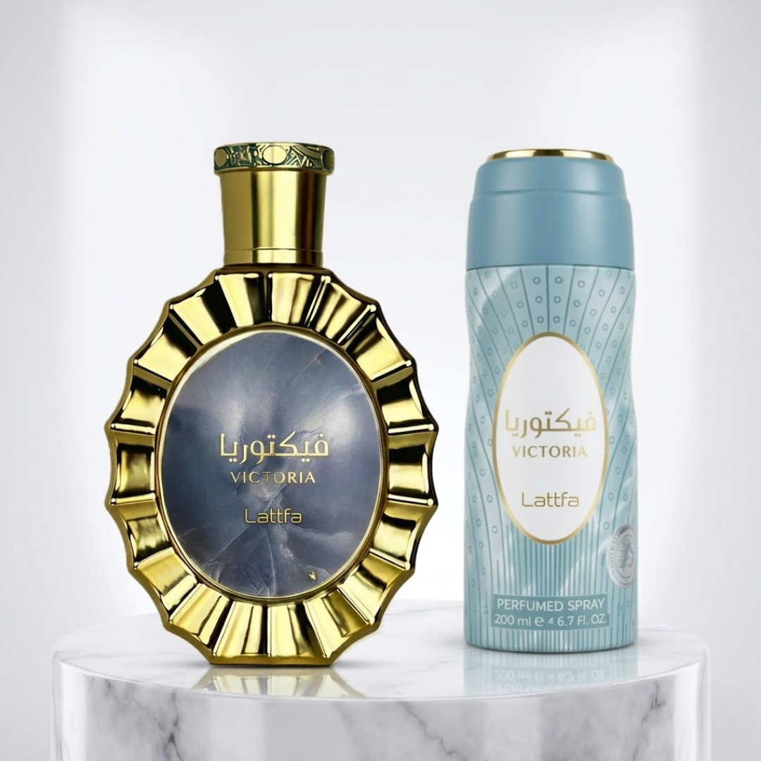 Lattafa Set Victoria 2 Pcs 3.4 Oz Edp + 6.7 Oz Perfumed Spray Women