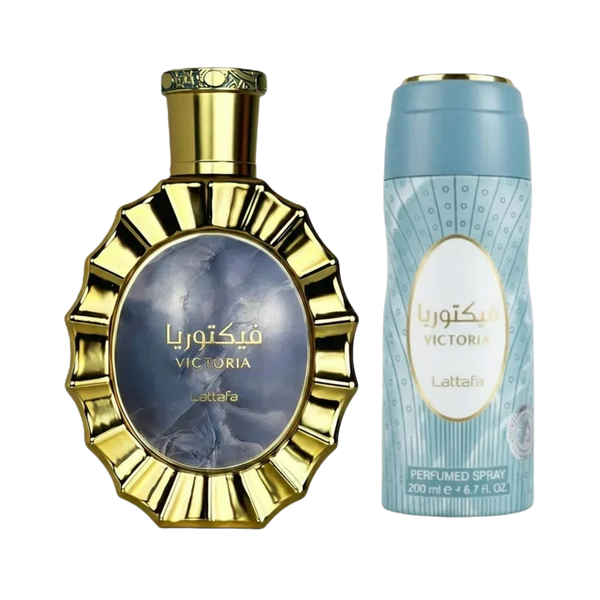 Lattafa Set Victoria 2 Pcs 3.4 Oz Edp + 6.7 Oz Perfumed Spray Women