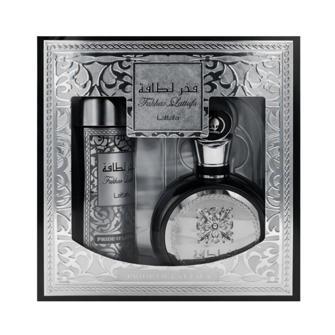 Lattafa Set Fakhar 3.4 Oz Edp + Body Spray 6.4 Oz Men