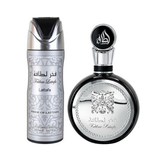 Lattafa Set Fakhar 3.4 Oz Edp + Body Spray 6.4 Oz Men