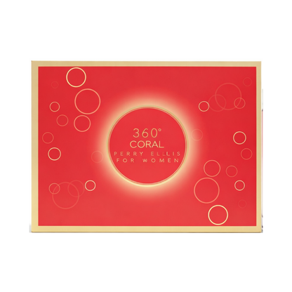Perry Ellis Set 360 Coral 3.4 Oz Edp & Body Mist 4 Oz & Shower Gel 3 Oz & Edp 0.25 Oz Women