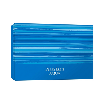 Perry Ellis Set Aqua Men EDT 3.4 Oz & Deodorant 6.0 Oz & Shower Gel 1.7 Oz & Mini Men EDT 0.25 Oz