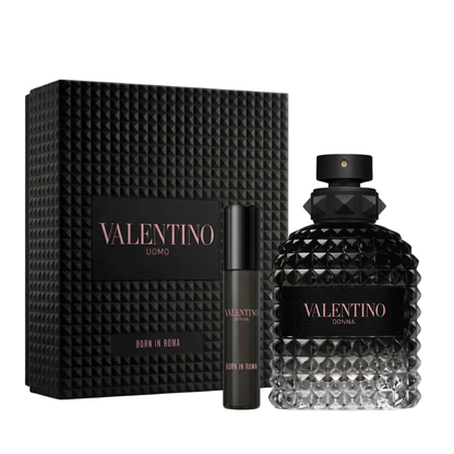 Valentino Set Uomo Born In Roma 3.4 Oz Edt + Travel 0.30 Oz Men