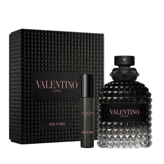 Valentino Set Uomo Born In Roma 3.4 Oz Edt + Travel 0.30 Oz Men