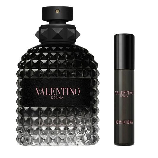 Valentino Set Uomo Born In Roma 3.4 Oz Edt + Travel 0.30 Oz Men