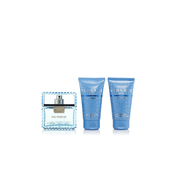 Versace Eau Fraiche 3pc Set (1.7 Oz EDT, 1.7 Oz Bath & Shower Gel, 1.7 Oz Aftershave Balm) for Men